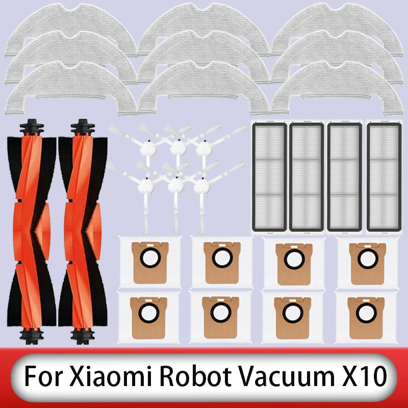 Xiaomi 로봇 진공 X10 교체 용 예비 부품 액세서리 메인 사이드 브러시 Hepa 필터 걸레 천 먼지 봉투