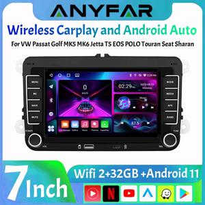 7인치 HD 터치스크린 유니버설 카 라디오 무선 카플레이 안드로이드 오토 VW/시트/스코다/파사트/골프/폴로용 FM BT EQ 헤드 유닛