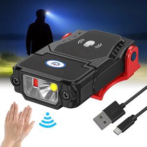 미니 LED 센서 캡 클립 헤드램프 USB 충전식 방수 90 °   캠핑 낚시 사냥 달리기를 위한 조정 가능한 핸즈프리 조명