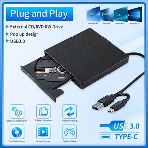 USB 3.0 슬림 Type-C 외부 DVD RW 드라이브 CD 라이터 버너 리더 플레이어 노트북 PC 용 광학 드라이브 DVD 버너 DVD Portatil