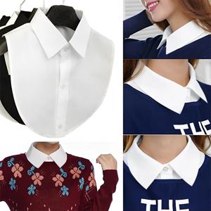 여성 봄 가을 솔리드 컬러 블랙 화이트 세로 작은 플립 칼라 다목적 셔츠 점퍼 점퍼 패션 거짓 칼라