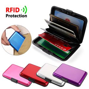 RFID 차단 신용 카드 홀더 동전 지갑 알루미늄 금속 방수 도난 방지 지갑 남녀 공용 명함 케이스