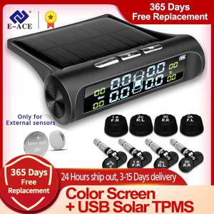 E-ACE 태양 광 발전 TPMS 자동차 타이어 압력 경보 모니터 시스템 자동 보안 경보 시스템 타이어 압력 온도 경고