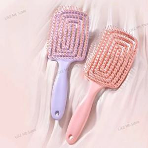 1Pcs 탄성 마사지 빗 중공 헤어 브러시 두피 마사지 빗 헤어 스타일링 Detangler 빠른 불어 건조 Detangling 도구