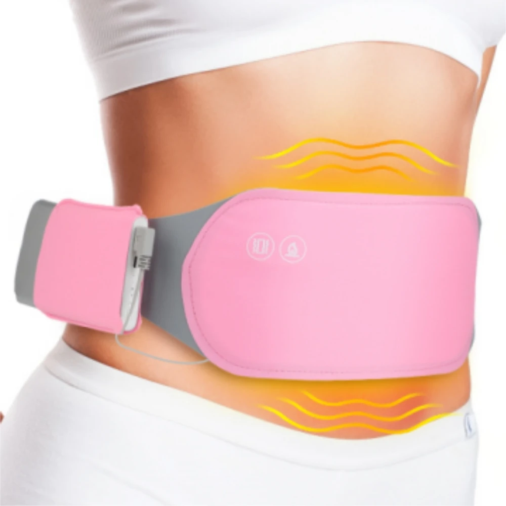 월경 경련을위한 가열 패드 USB 보조베터리 허리 마사지 자궁 따뜻한 벨트 6 진동 3 일정한 온도 복부 따뜻하게