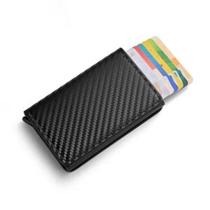 남성용 RFID 차단 카드 홀더 - 자동 팝업 도난 방지 지갑 - 탄소 섬유 ID/신용 카드 케이스