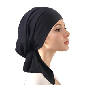 여성 이슬람 터번 모자 소프트 스트레치 Pre-Tied Hat 이슬람 Headscarf Turban Hat 보닛 Turbante Mujer Chemo Cap Headwear