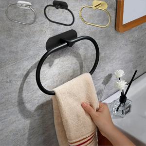 스테인레스 스틸 수건 홀더 자체 접착 욕실 수건 랙 블랙 Washhand 걸이 링 레일 바 주방 보관 액세서리