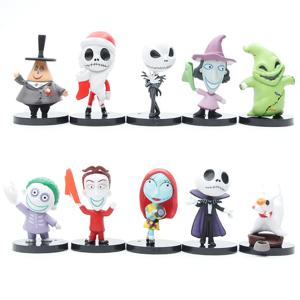 10 개/대 만화 악몽 샐리 Skellington 잭 액션 그림 장난감 크리스마스 PVC 모델 비닐 입상 할로윈 선물