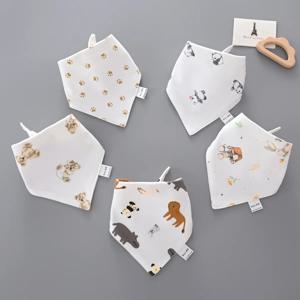 5 개/몫 아기 Bibs 면화 타액 수건 삼각형 스카프 신생아 더블 레이어 Burp Cloths Bandana Baby Accessories 신생아