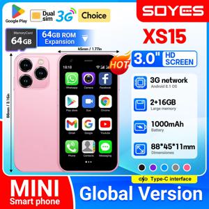SOYES XS15 미니 Android8.1 스마트 폰 3.0 인치 디스플레이 2GB RAM 16GB ROM 듀얼 SIM 대기 Play Store 3G Little Phone