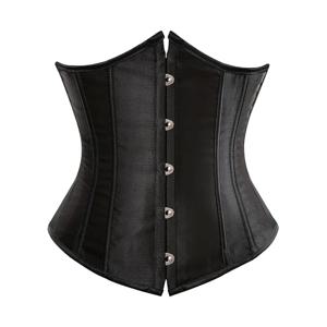 BurVogue 여성용 새틴 언더버스트 코르셋 뷔스티에 허리 트레이닝 Cincher 플러스 사이즈 섹시한 레이스 업 뷔스티에 & 코르셋