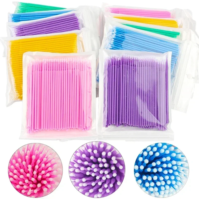 브러시 속눈썹 연장 100Pcs 속눈썹 청소 마이크로 면봉 개별 속눈썹 마이크로 브러시 뷰티 메이크업 클린 리무버 도구
