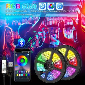 LED 스트립 라이트 RGB 5050 스마트 블루투스 제어 음악 동기화 USB 5V 유연한 LED 램프 테이프 방 파티 장식 TV 백라이트