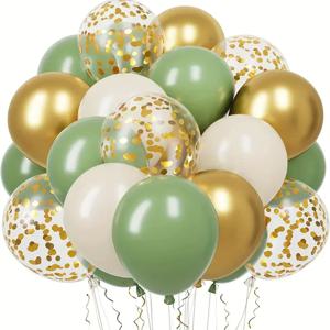 30pcs 세이지 그린 샌드 화이트 골드 색종이 풍선 생일 웨딩 베이비 샤워 졸업 유칼립투스 파티 장식 세트