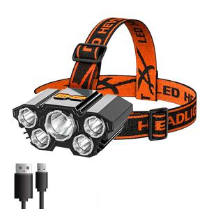 5 LED 전조등 충전식 손전등 내장 18650 배터리 강력한 라이트 캠핑 모험 낚시 헤드 라이트 전조등