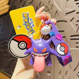 6 Pcs 포켓몬 피규어 애니메이션 피카추 Gengar Meowth 키 체인 자동차 키 학교 가방 배낭 장식 펜던트 장식 장난감 선물