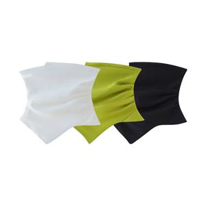 TELLHONEY 여성 패션 Strapless Pleats 비대칭 탑 여성 캐주얼 섹시 슬림 피팅 사이드 지퍼 솔리드 크롭 탑