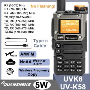 Quansheng UV-K6 워키 토키 5W 에어 밴드 라디오 유형 C 충전 UHF VHF DTMF FM 스크램블러 NOAA 무선 주파수 양방향 CB 라디오