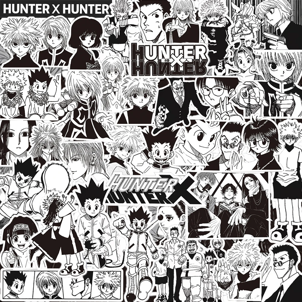 70pcs 블랙 화이트 HUNTERxHUNTER 일본 애니메이션 스티커 GON FREECSS 데칼 스케이트 보드 노트북 자동차 장식 스티커 어린이 장난감