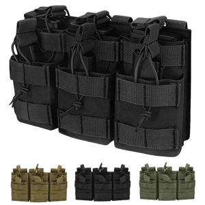 범용 삼중 탄창 파우치 - M4/M16, M14, AK, AR 플랫폼용 이중층 Molle 호환 탄약 홀더