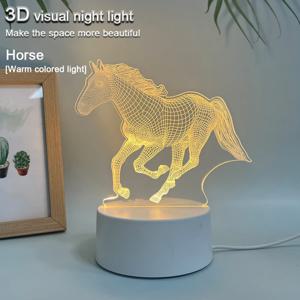 말 시리즈/3D 비전 야간 조명, 단색 따뜻한 조명 플러그인 베이스, 친구를 위한 생일 선물, 침실/생활에 사용할 수 있음