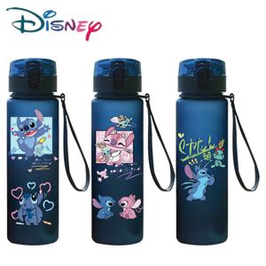 560ML 디즈니 스티치 만화 워터 컵 그레이 블루 휴대용 플라스틱 대용량 애니메이션 피규어 클리어 컵 야외 스포츠 워터 컵