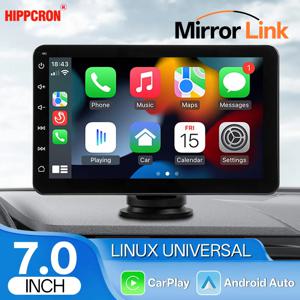 Hippcron 7 인치 자동차 라디오 멀티미디어 비디오 플레이어 휴대용 스테레오 무선 Carplay 안드로이드 자동 범용 12-24V Autoradio