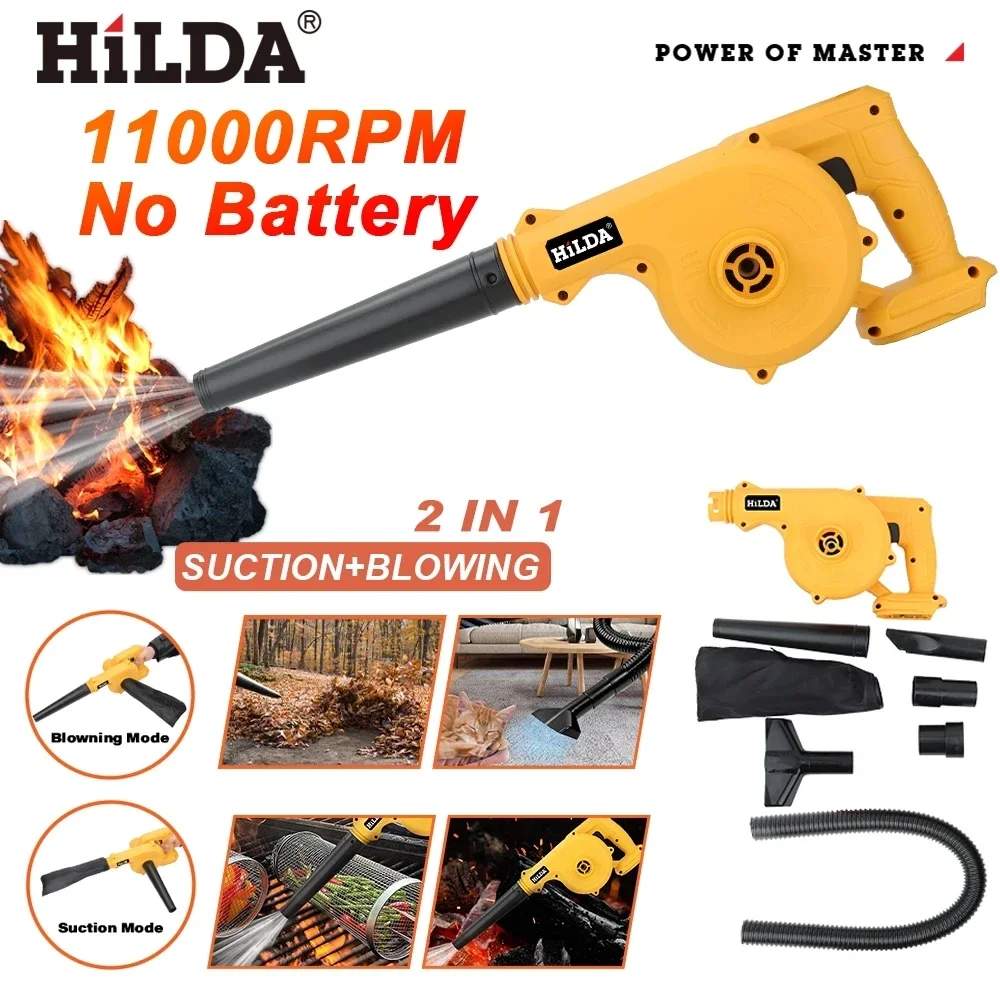HILDA 18V 전기 공기 송풍기 2IN 1진공 청소기 먼지 컴퓨터 수집기 ​​Makita 용 무선 휴대용 전동 공구 배터리 없음