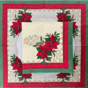 10/20pcs 2Ply 33cm 크리스마스 냅킨 빨간 크리스마스 꽃 인쇄 종이 냅킨 일회용 Placemats 다채로운 인쇄 냅킨