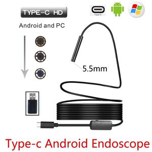 5.5mm USB Type-C 안드로이드 내시경 카메라 유연한 스네이크 USB 유형 C 하드 와이어 1M 2M 3M 5M 10M 케이블 검사 카메라 내시경