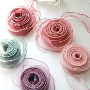 40mm 10 야드 새틴 리본 꽃 꽃다발 포장 레이스 Tulle 리본 장식 결혼식 꽃 패턴 Organza 리본