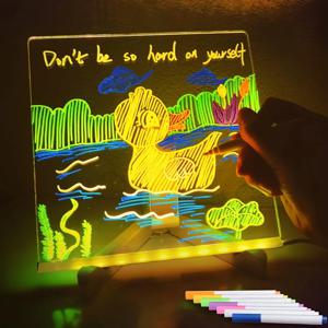 LED 조명 아크릴 메시지 보드 지울 수있는 USB 어린이 드로잉 보드 CIY 생일 선물 바 광고 보드