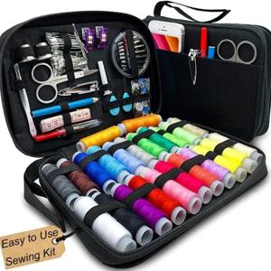 스레드 바늘 가위 테이프 측정 버튼으로 완벽한 바느질 키트 휴대용 여행 DIY 자수 세공 바느질 도구 세트