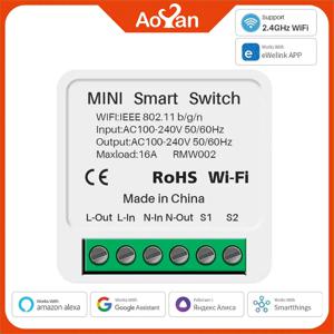 AOYAN 16A EWelink Wifi 스위치 미니 스마트 2Way 스위치 회로 차단기 타이머 모듈 지원 Alexa Google 홈 Alice SmartThings