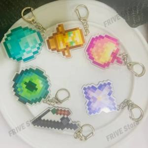 애니메이션 게임 아크릴 키체인 픽셀 마이너 파티, 만화 재미있는 가방 펜던트, 자동차 열쇠 고리, 친구 선물