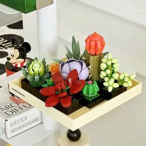 즙이 많은 식물 빌딩 블록 모델 크리 에이 티브 MOC 빌딩 키트 줄기 교육 장난감 성인을위한 DIY 조립 벽돌 어린이 Holida