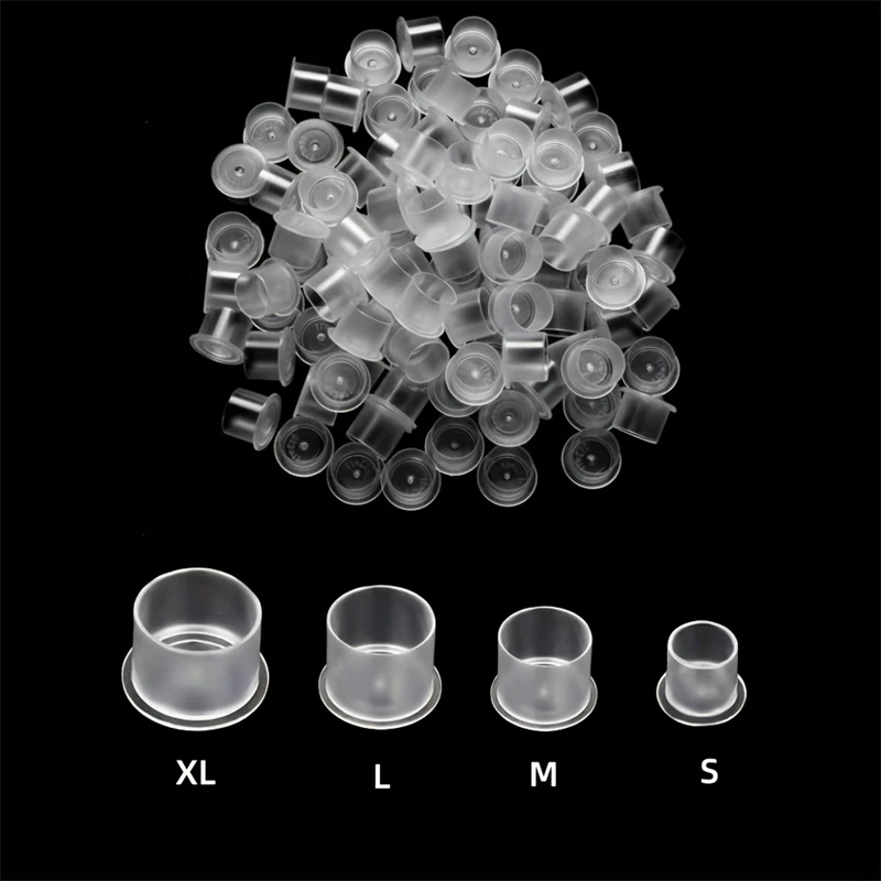 JC TATTOO 100pcs 일회용 문신 잉크 캡 S/M/L/XL 문신 잉크 컵 기본 투명 플라스틱 안료 영구 화장 용기