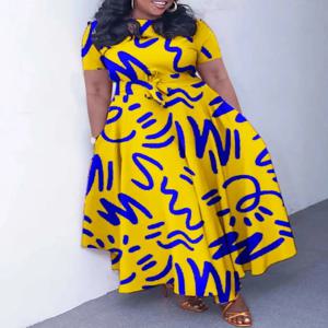 2025 Dashiki 패션 벨트 맥시 롱 파티 드레스 빈티지 프린트 Sundress 캐주얼 Vestidos 가운 아프리카 드레스 여름 여성 드레스