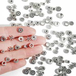 30-200pcs 꽃 실버 도금 느슨한 튜브 구슬 스페이서 비즈 보석 만들기 튜브 매력 DIY 팔찌 목걸이 액세서리
