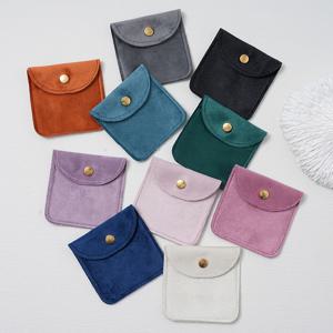 10Pcs 벨벳 보석 포장 주머니 스냅 버튼 가방 반지 귀걸이 팔찌 목걸이 스토리지 웨딩 파티 세련된 선물 파우치