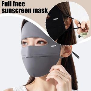 1Pcs 풀 페이스 선 스크린 마스크 아이스 실크 패브릭 경량 통기성 조절 가능한 귀 루프 여름 야외 자외선 방지 페이스 마스크