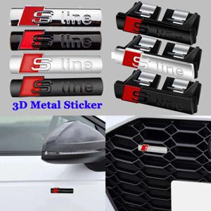 3D SLINE 엠블럼 자동차 전면 그릴 배지 바디 트렁크 장식 스티커 액세서리 Audi S A3 A4 B8 8P 8V A6 C7 A5 Q5 B7 B6 RS