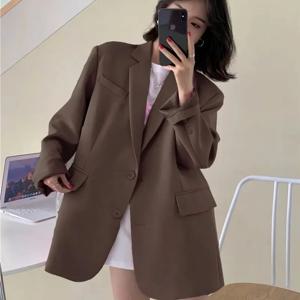 캐주얼 솔리드 여성 블레이저 긴 소매 단추 포켓 여성 streetwear 2025 봄 가을 우아한 레이디 outwe
