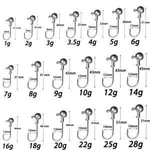 금속 지그 헤드 후크 1g 10g 28g 지그 후크 부드러운 미끼 장비 용 가시 크랭크 기어 생크 잉어 낚시 태클 Pesca Fishhook