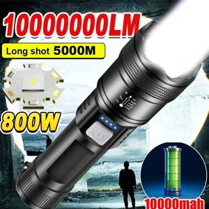 5000LM 울트라 브라이트 전술 조명 내장 배터리 강력한 P70 Led 손전등 비상 스포트라이트 텔레스코픽 줌 라이트