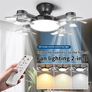 2-in-1 60W 팬 라이트 E27 드론 디자인 천장 팬 라이트(원격 제어 포함) AC85-265V 팬 조명 전구(홈 레스토랑용)