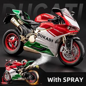1:9 1199 Panigale 스프레이 합금 다이 캐스팅 오토바이 모델 장난감 차량 컬렉션 소리와 빛 오프로드 Autocycle 장난감 자동차