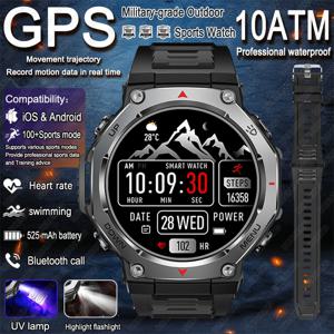 새로운 군사 야외 스포츠 스마트 시계 남자 GPS 모션 트랙 5 ATM 방수 심박수 HD 블루투스 통화 Xiaomi 용 Smartwatch