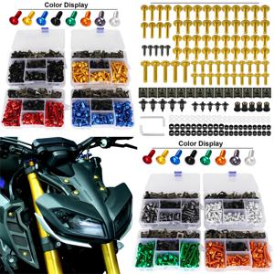 195PCS M5 M6 나사 오토바이 볼트 나사 YAMAHA YZF R1 R15 R25 R3 R6 R125 R15 R25 MT03 MT07 MT10 스즈키 GSXR 용 페어 볼트